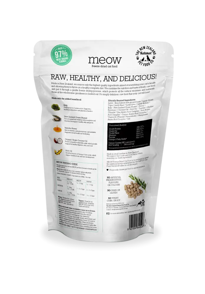 The NZ Natural Pet Food Co. | meow | Freeze Dried Lamb & King Salmon Recipe (For Cats) | ARMOR THE POOCH