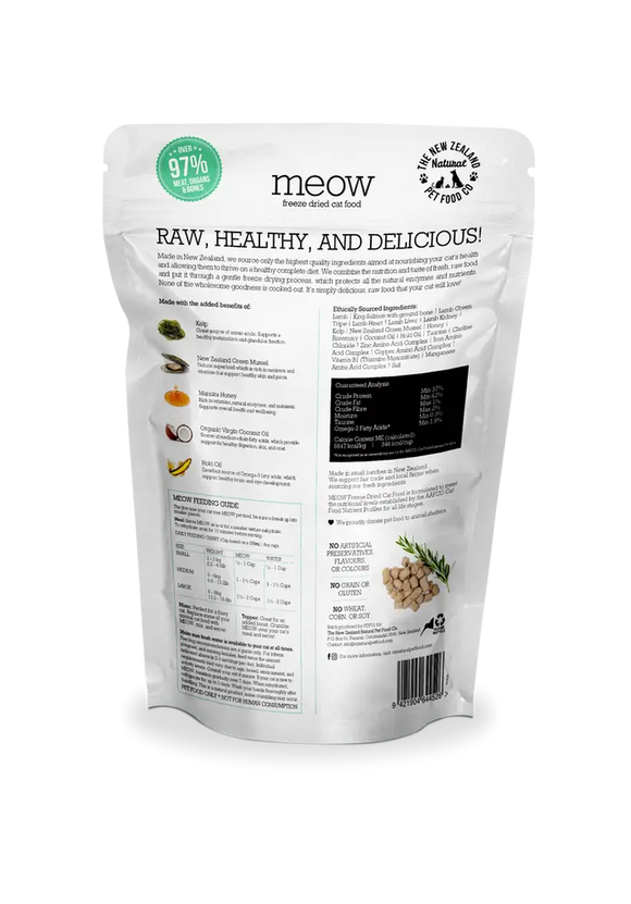 The NZ Natural Pet Food Co. | meow | Freeze Dried Lamb & King Salmon Recipe (For Cats) | ARMOR THE POOCH