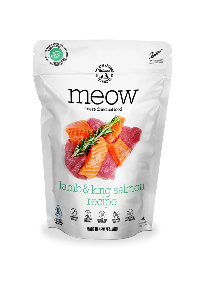 The NZ Natural Pet Food Co. | meow | Freeze Dried Lamb & King Salmon Recipe (For Cats) | ARMOR THE POOCH