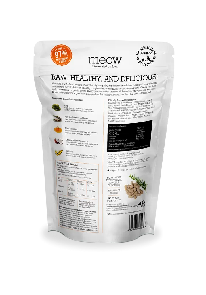 The NZ Natural Pet Food Co. | meow | Freeze Dried Wild Brushtail Recipe | Cat Food