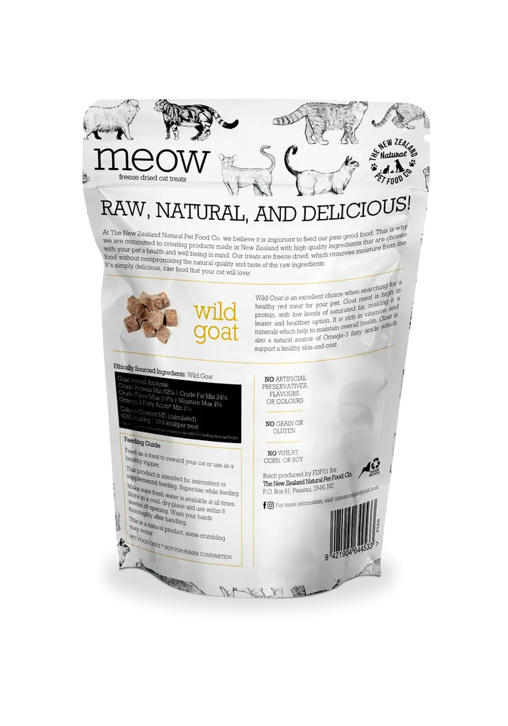 The NZ Natural Pet Food Co. | meow | Freeze Dried Wild Goat | Cat Treats