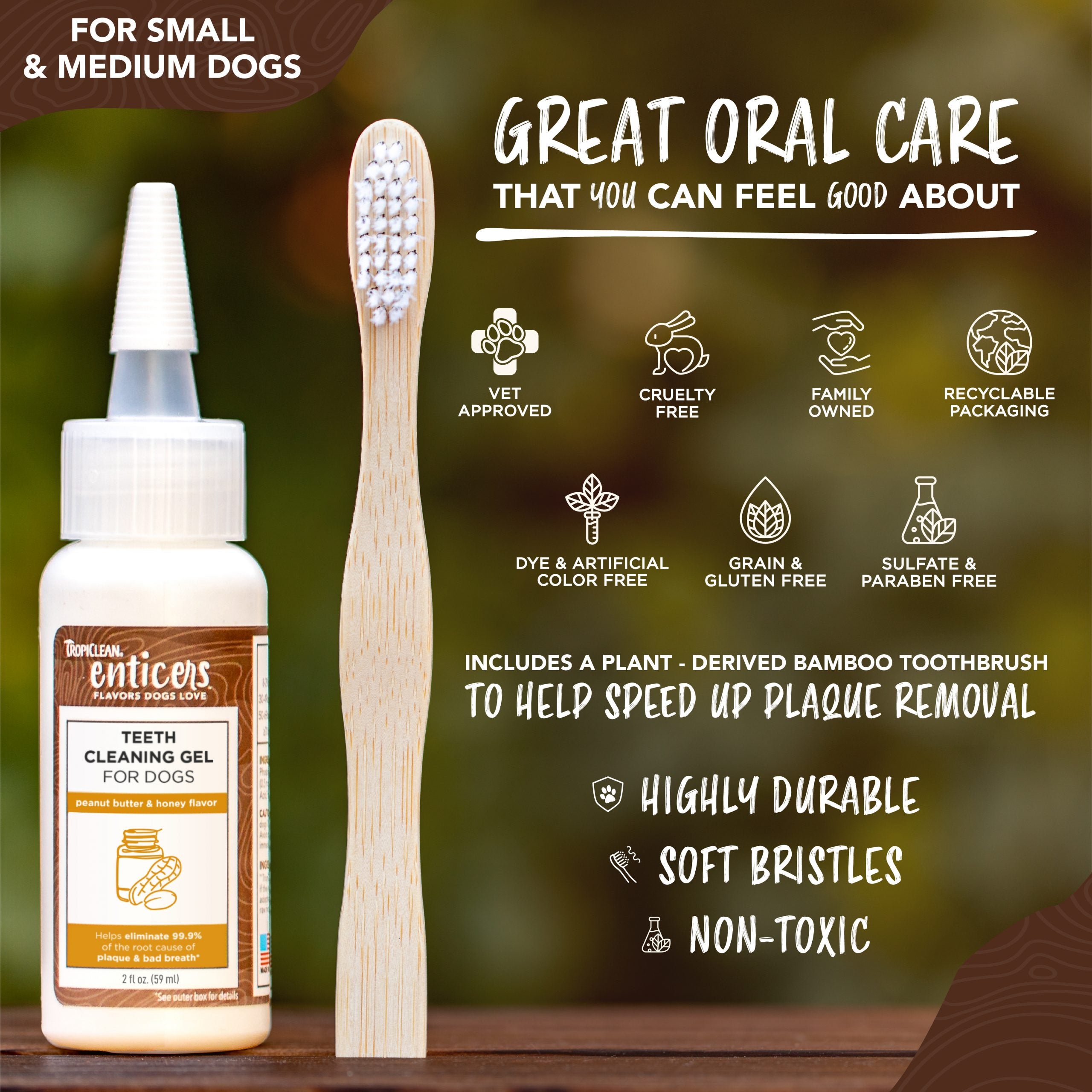 TropiClean - enticers | Cleaning Gel & ToothBrush (For Dogs)