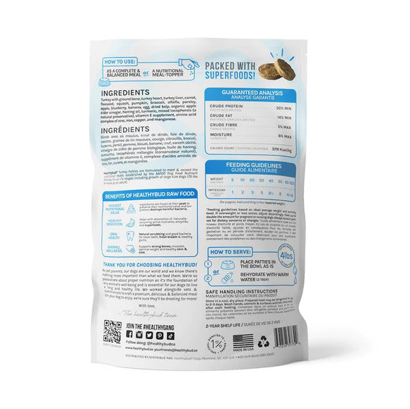 healthybud - Raw Freeze-Dried Turkey Meal Patties (For Dogs)