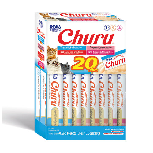 Inaba - Churu Purees - Tuna and Seafood Varieties Box 20 Tubes (Treat for Cats)