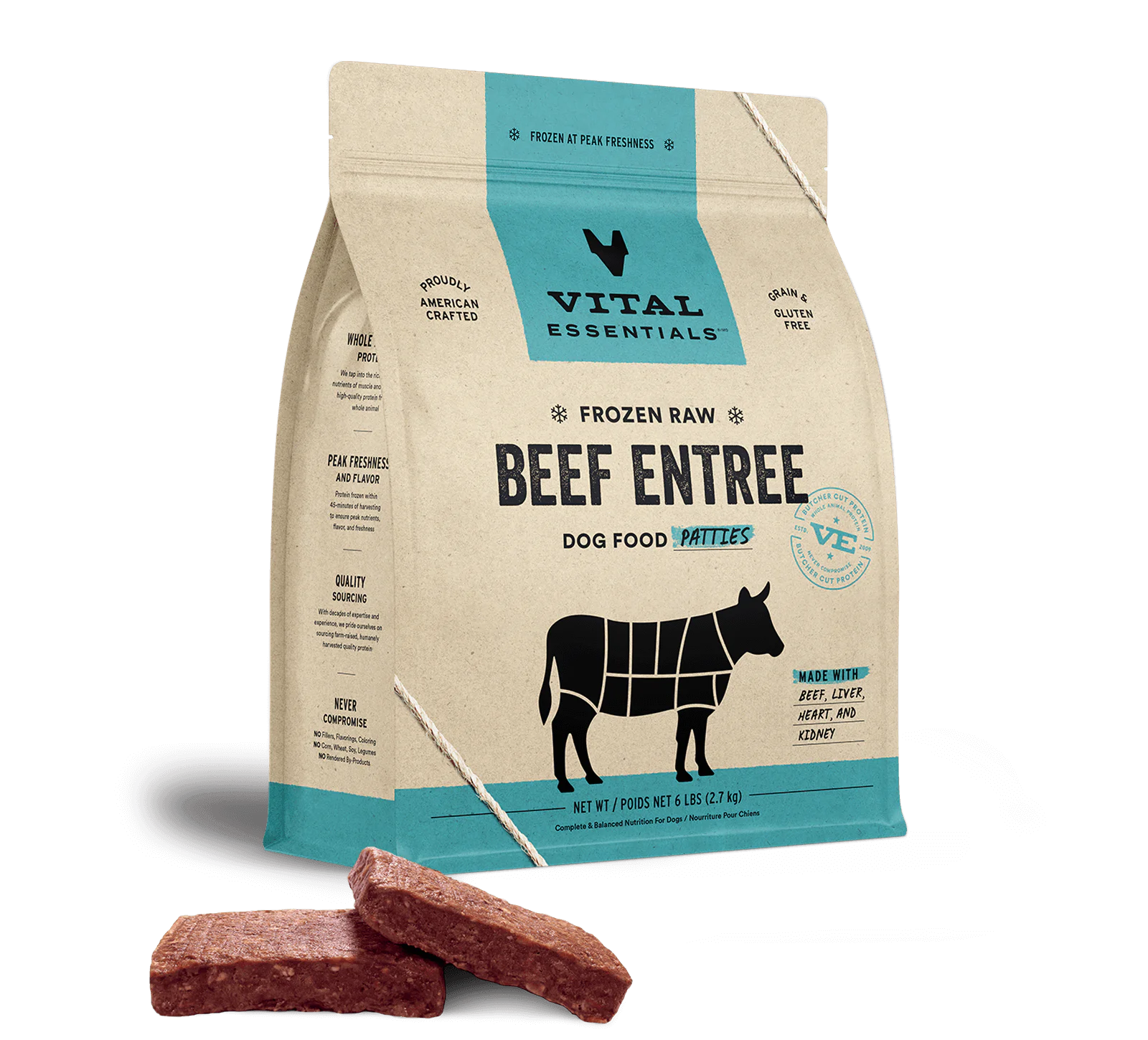 Vital Essentials (VE) - Frozen Raw - Beef Entree Patties (For Dogs) - Frozen Product
