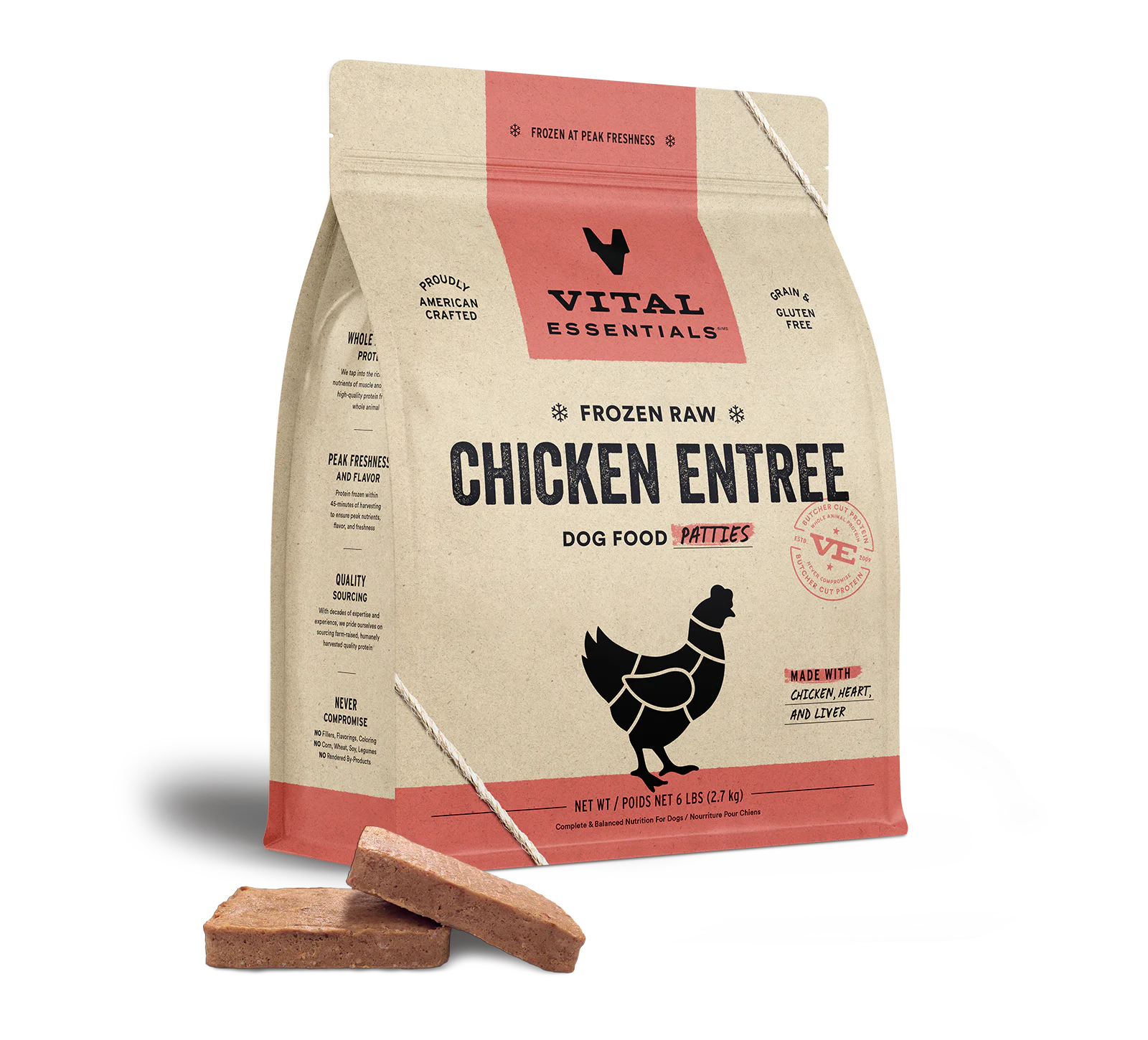 Vital Essentials (VE) - Frozen Raw - Chicken Entree Patties (For Dogs) - Frozen Product