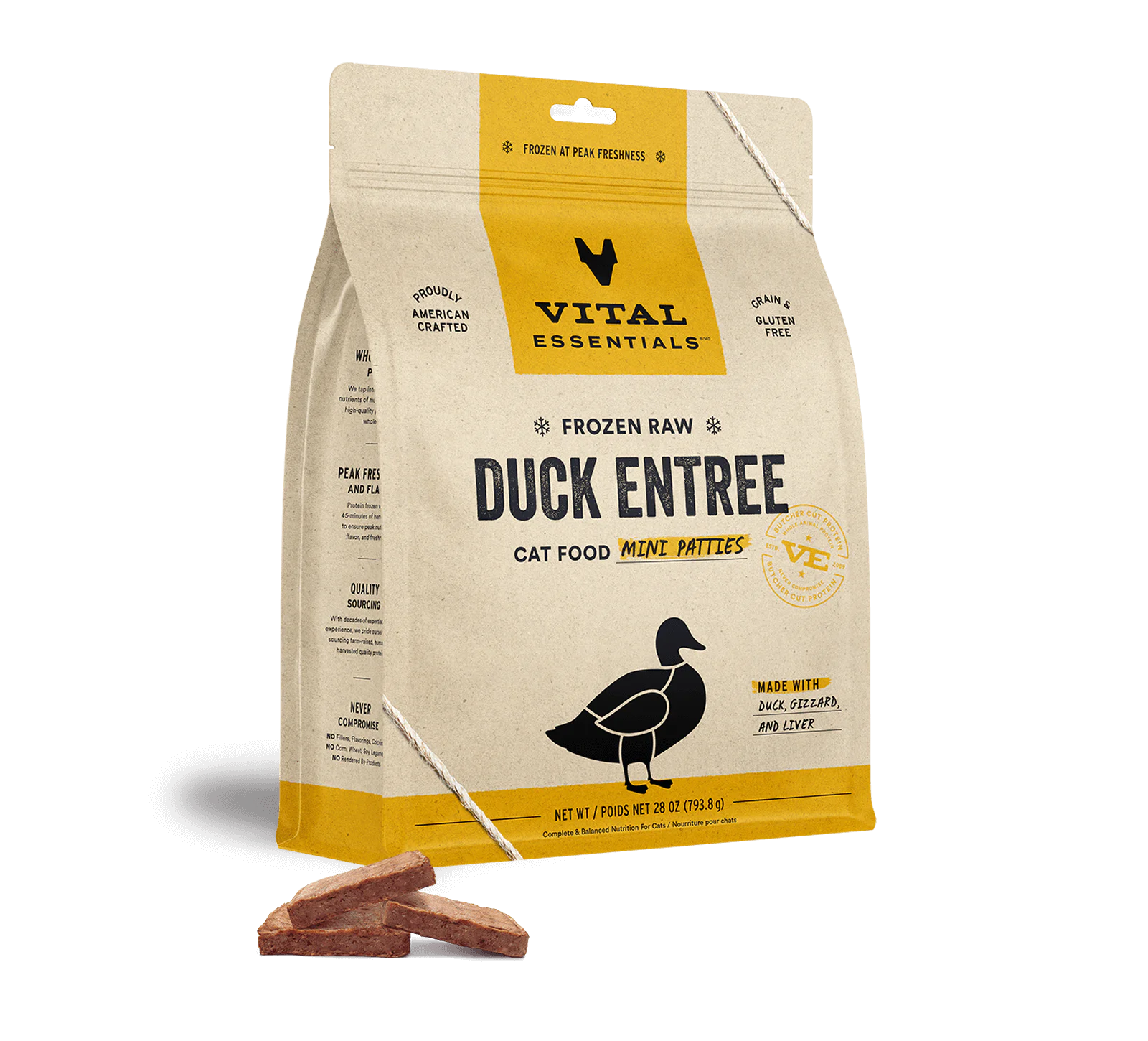 Vital Essentials (VE) - Frozen Raw - Duck Entree Mini Patties (For Cats) - Frozen Product