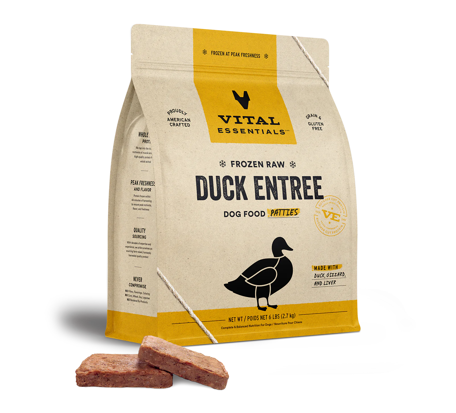 Vital Essentials (VE) - Frozen Raw - Duck Entree Patties (For Dogs) - Frozen Product