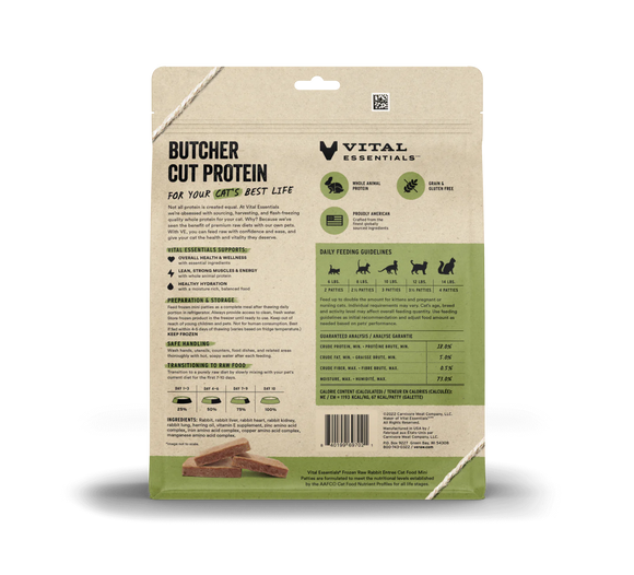 Vital Essentials (VE) - Frozen Raw - Rabbit Entree Mini Patties (For Cats) - Frozen Product