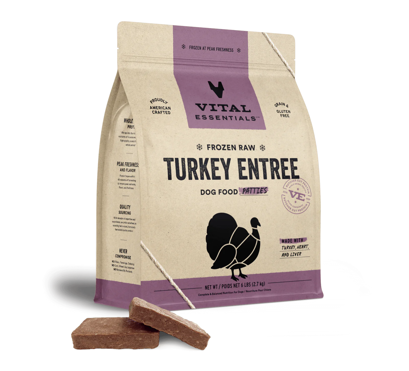 Vital Essentials (VE) - Frozen Raw - Turkey Entree Patties (For Dogs) - Frozen Product