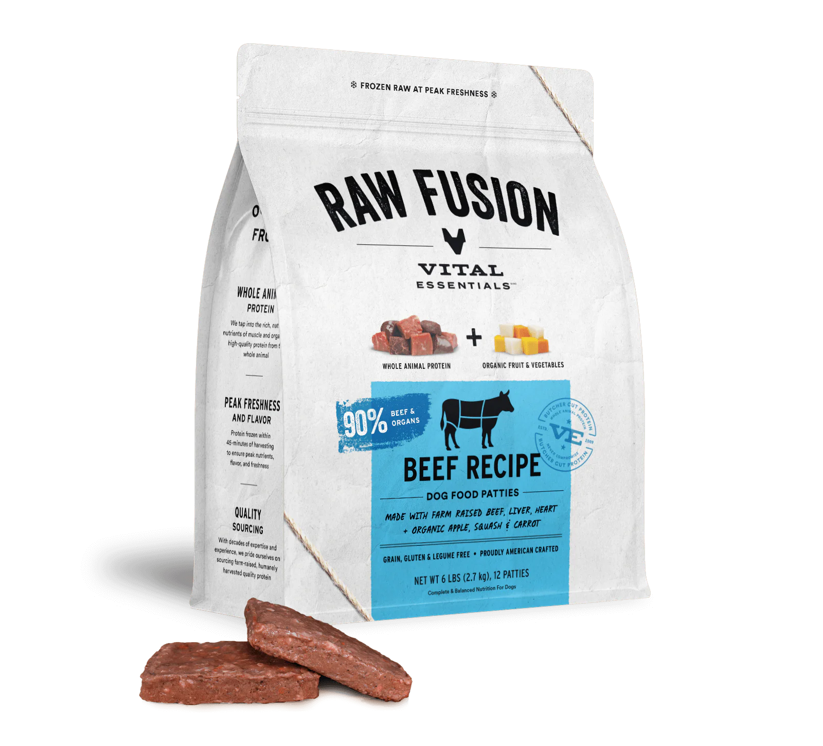 Vital Essentials (VE) - Raw Fusion - Beef Recipe Patties (For Dogs) - Frozen Product
