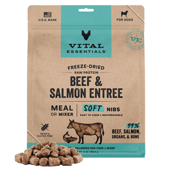 Vital Essentials (VE) - Soft Nibs - Freeze-Dried Beef & Salmon Entree (For Dogs)