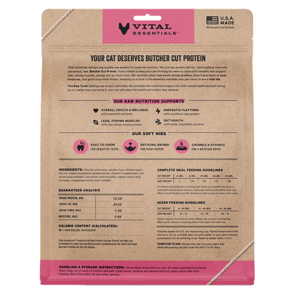 Vital Essentials (VE) - Soft Nibs - Freeze-Dried Chicken Entree (For Cats)