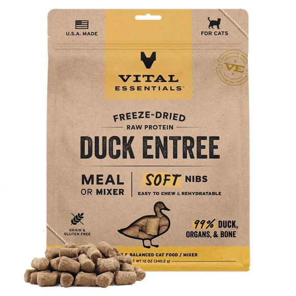 Vital Essentials (VE) - Soft Nibs - Freeze-Dried Duck Entree (For Cats)
