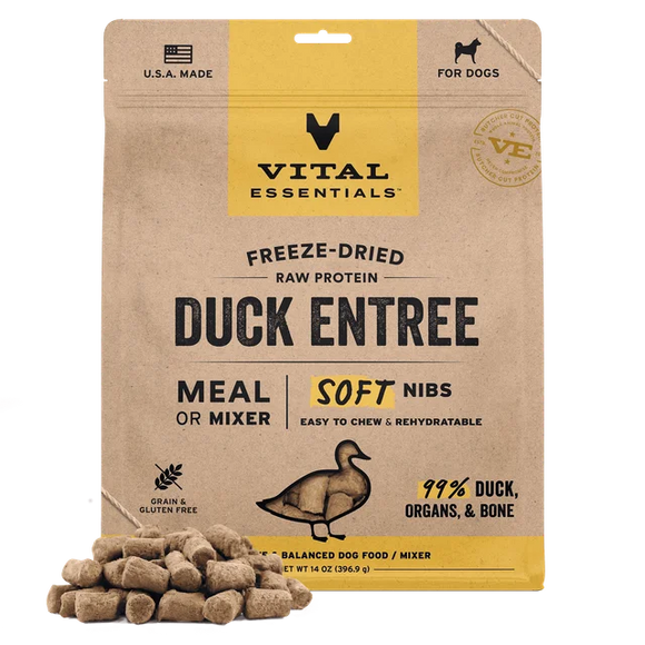Vital Essentials (VE) - Soft Nibs - Freeze-Dried Duck Entree (For Dogs)