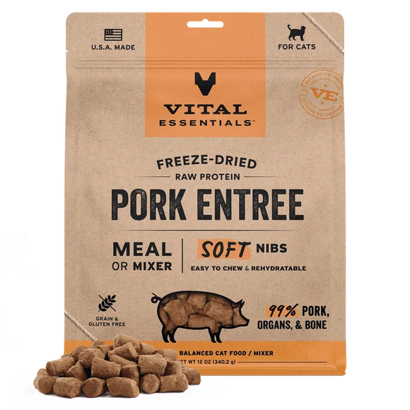 Vital Essentials (VE) - Soft Nibs - Freeze-Dried Pork Entree (For Cats)