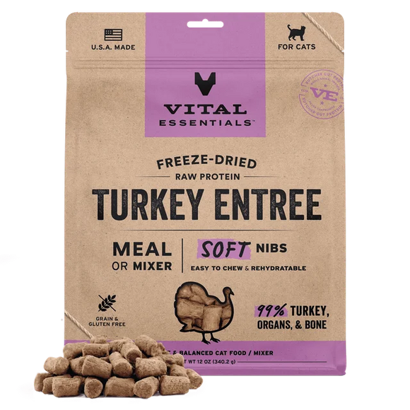 Vital Essentials (VE) - Soft Nibs - Freeze-Dried Turkey Entree (For Cats)