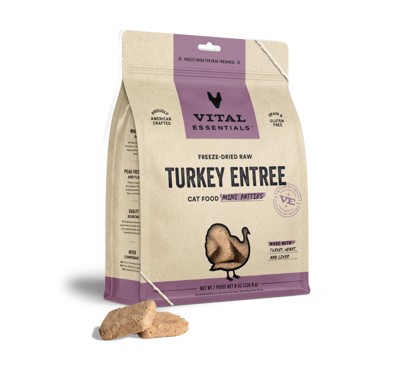 Vital Essentials (VE) - Turkey Mini Patties Grain Free (Cat Food)