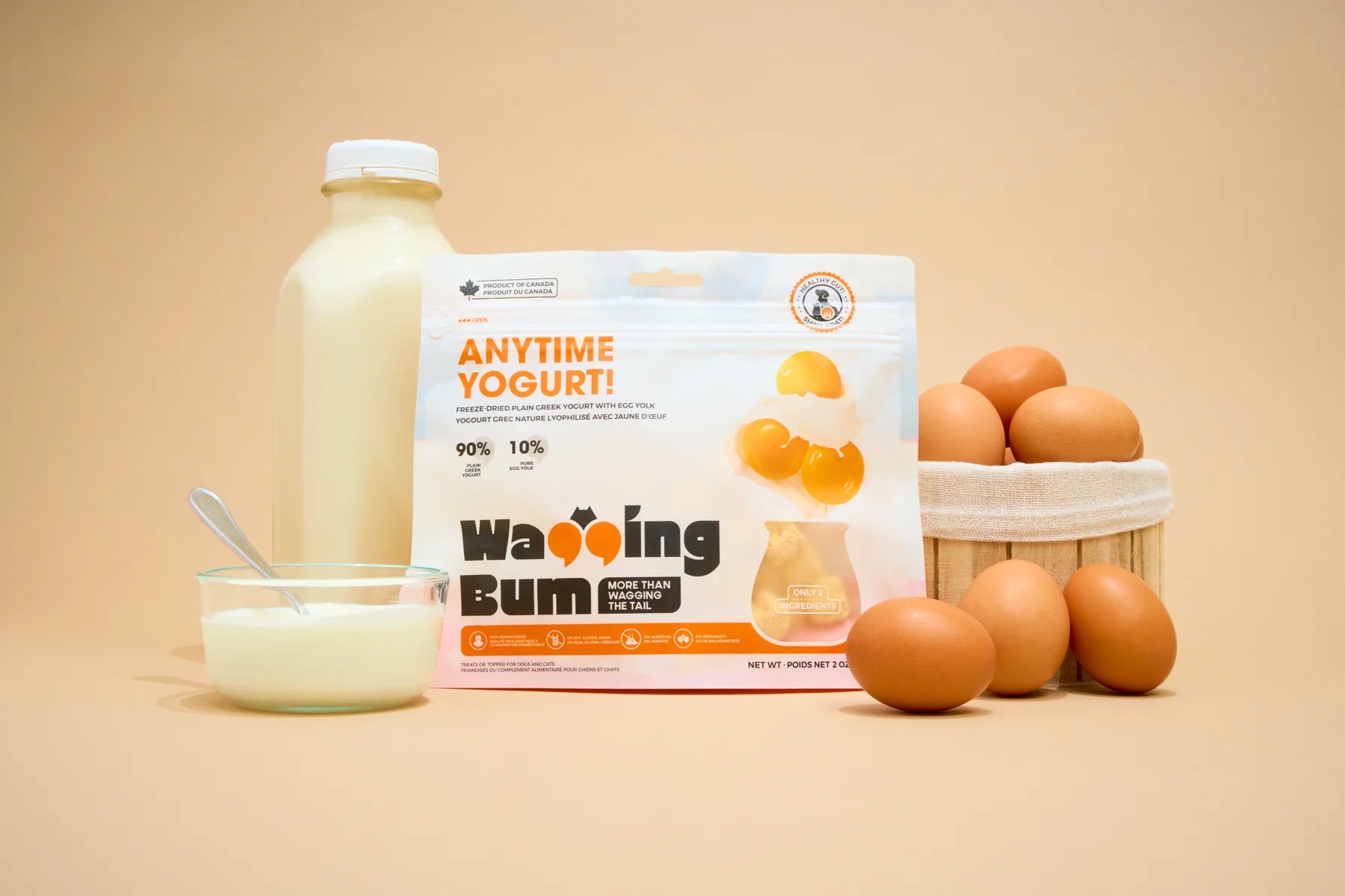 Wagging Bum - Anytime Yogurt! Freeze Dried Greek Yogurt with Egg Yolk (For Dogs)