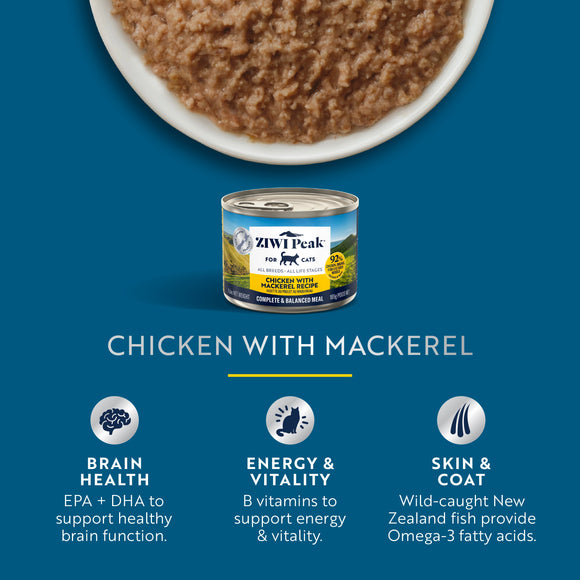 ZiwiPeak Wet Chicken with Mackerel Recipe for Cats 7