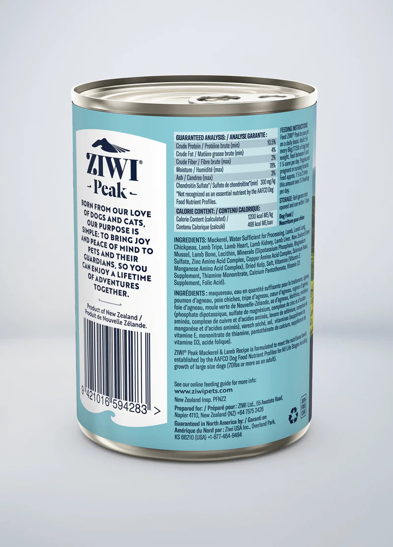 ZiwiPeak - Wet Mackerel & Lamb Recipe for Dogs