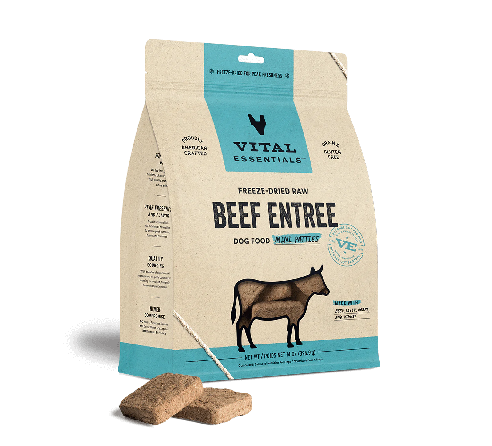 Vital Essentials (VE) - Mini Patties - Freeze-Dried Beef Entree (Dog Food)