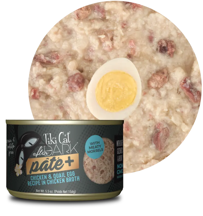 Tiki Cat - After Dark Pate - Chicken & Quail Egg Recipe in Chicken Broth (For Cats)