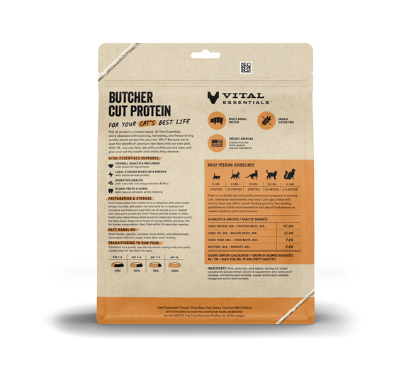 Vital Essentials (VE) - Mini Patties - Pork Recipe (Cat Food)