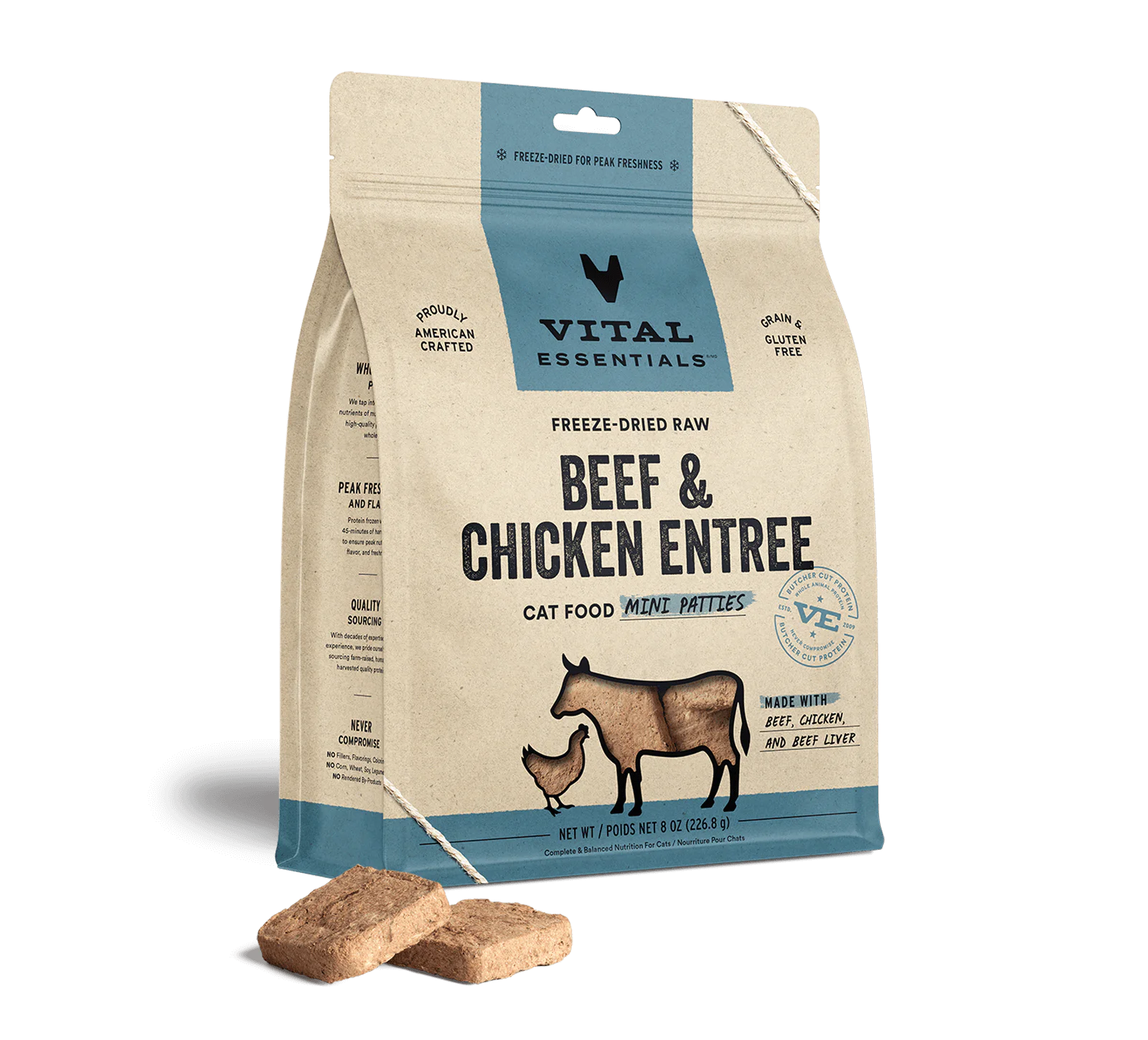Vital Essentials (VE) - Mini Patties - Beef & Chicken Recipe (Cat Food)