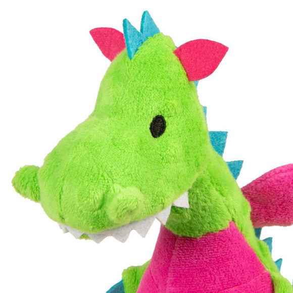 goDog Dragons Squeaker Plush Green | Tough Chew Guard Toy
