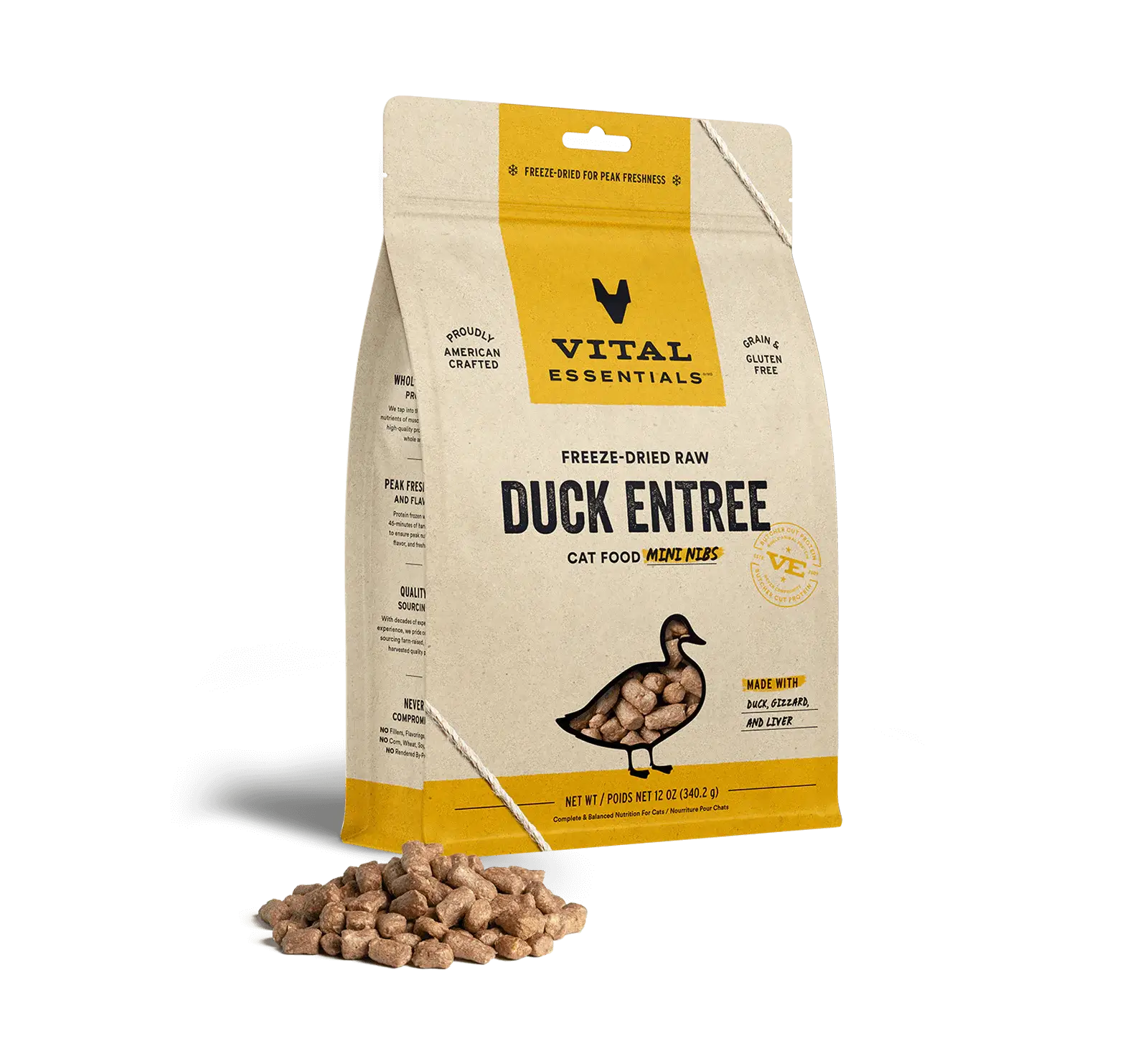 Vital Essentials (VE) - Mini Nibs - Freeze-Dried Duck Entree (Cat Food)