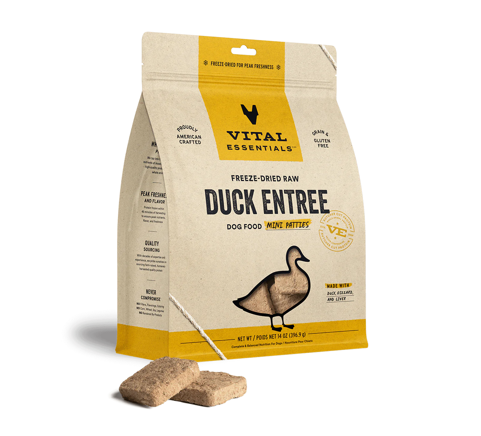Vital Essentials (VE) - Mini Patties - Freeze-Dried Duck Entree (For Dogs)