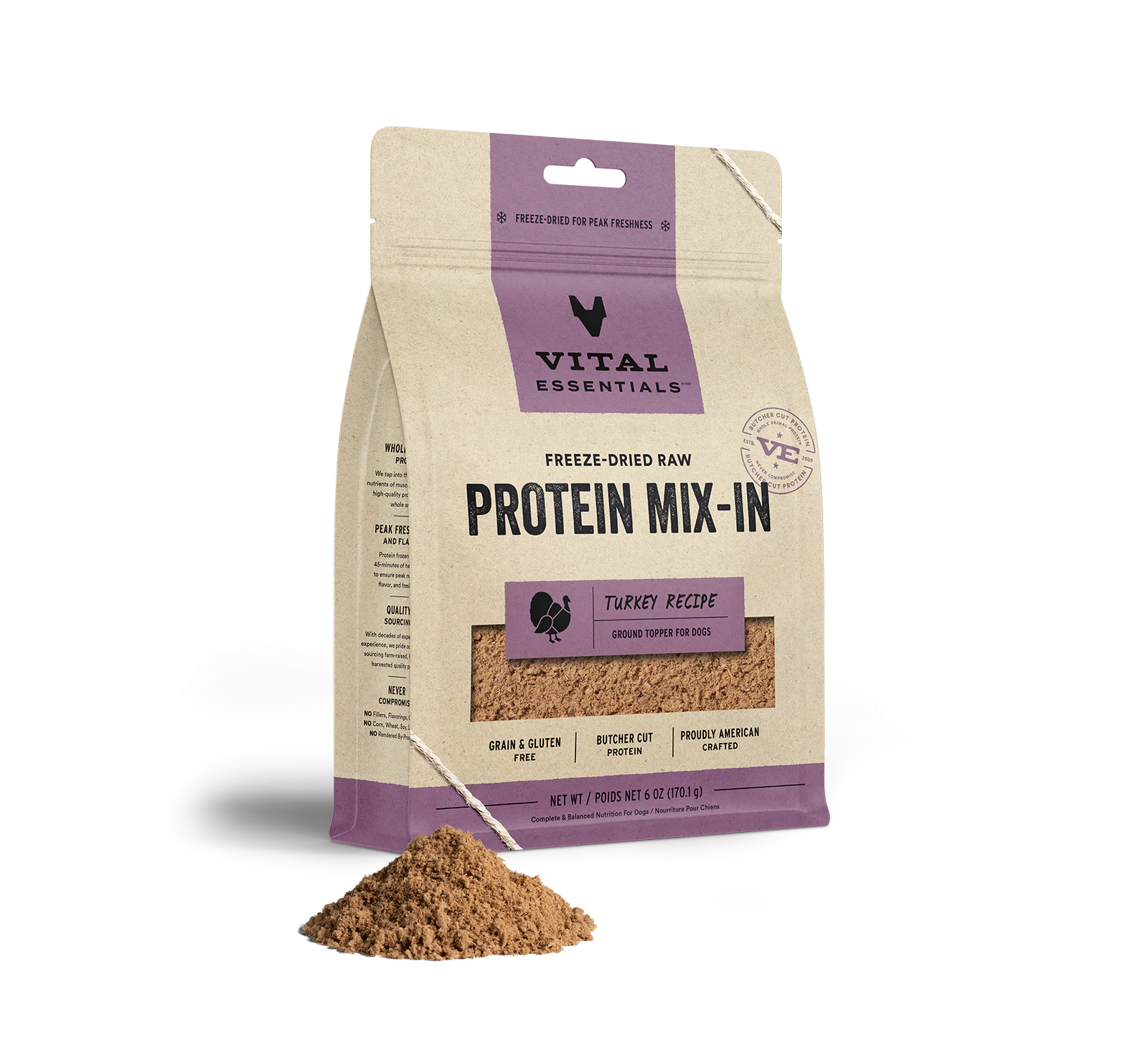 Vital Essentials (VE) - Protein Mix In - Freeze-Dried Turkey Ground Topper (Dog Food)