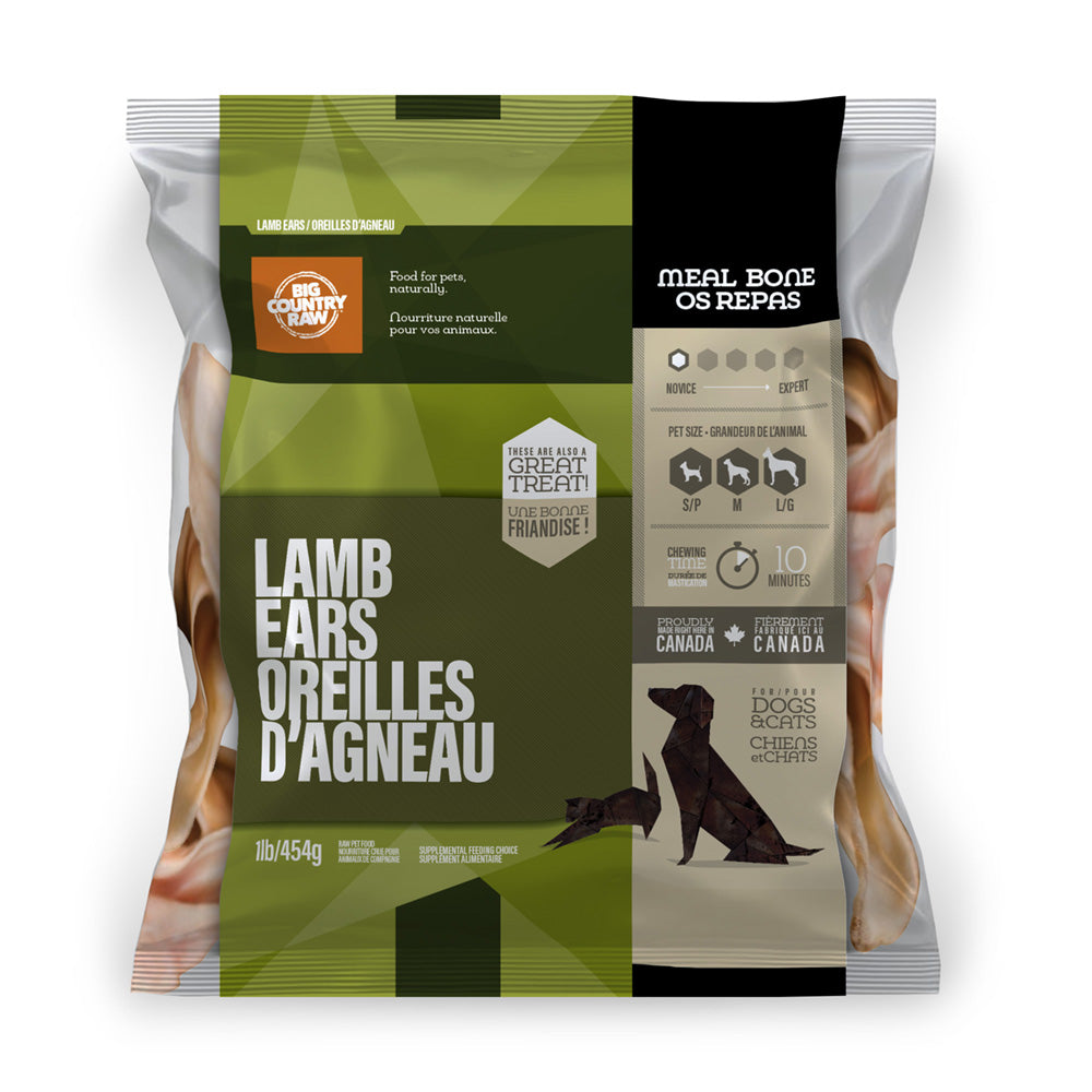 Big Country Raw - Lamb Ears (1lb) - Frozen Product