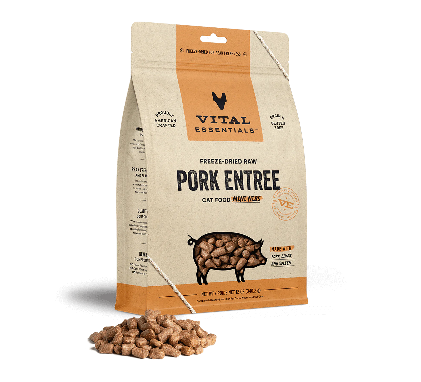 Vital Essentials (VE) - Mini Nibs - Freeze-Dried Pork Entree (Cat Food)