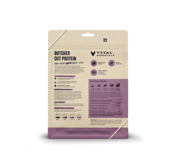 Vital Essentials (VE) - Mini Nibs - Freeze-Dried Turkey Entree (For Cats)