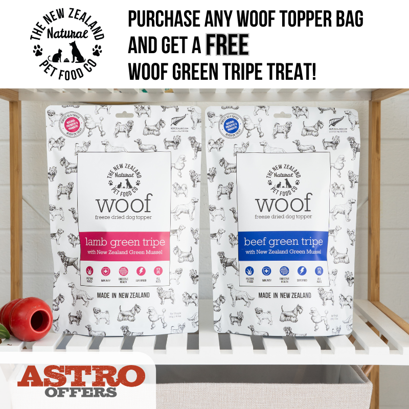 NZ Natural Pet Food FREE Woof Tripe Treat with Topper Purchase