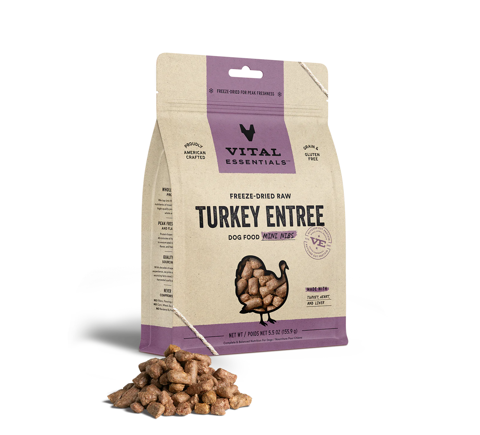 Vital Essentials (VE) - Mini Nibs - Freeze-Dried Turkey Entree (Dog Food)