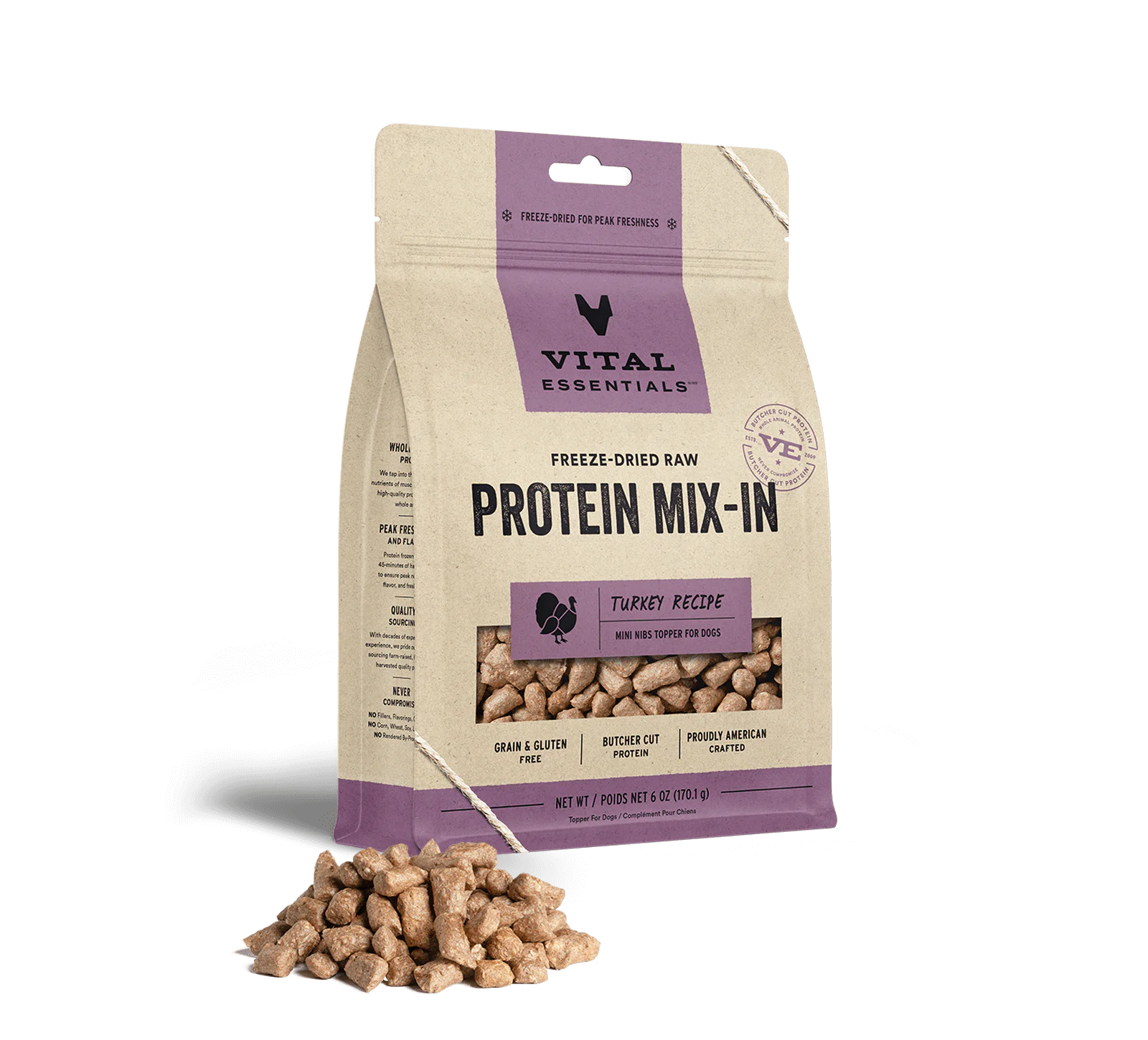 Vital Essentials (VE) - Protein Mix In - Freeze-Dried Turkey Mini Nibs Topper (Dog Food)