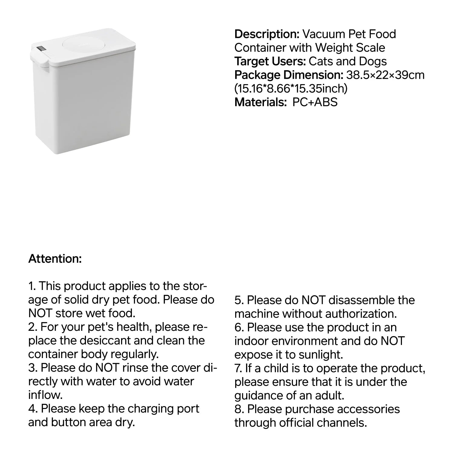 pidan - Pet Food Vacuum Container With Weight Scale - 0