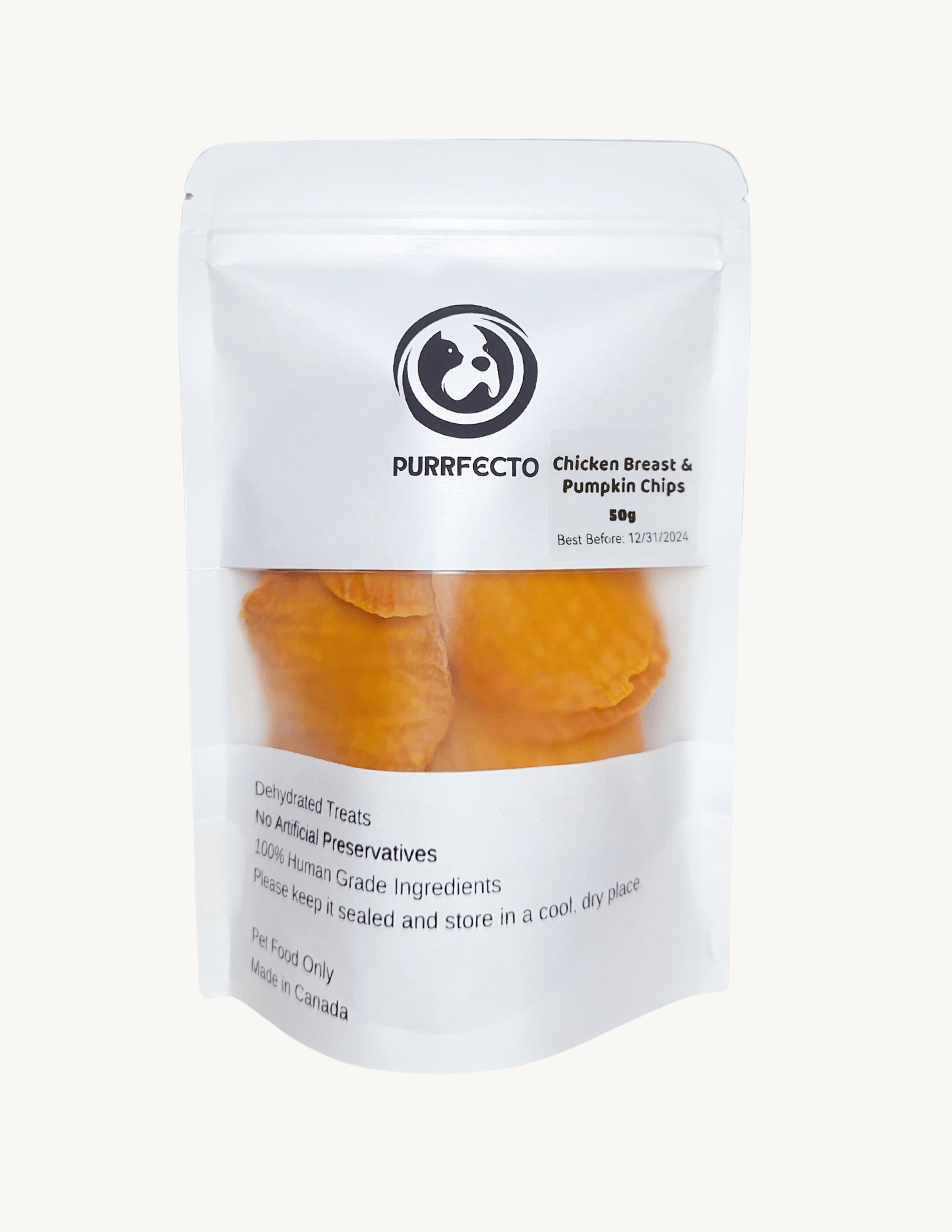 PURRFECTO - Dehydrated Chicken Breast & Pumpkin Chips (For Both Dogs and Cats)