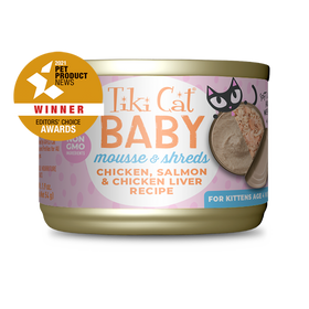 Tiki Cat - Baby - Mousse & Shreds with Chicken, Salmon & Chicken Liver Recipe (For Kittens)
