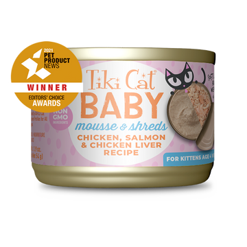 Tiki Cat - Baby - Mousse & Shreds with Chicken, Salmon & Chicken Liver Recipe (For Kittens)