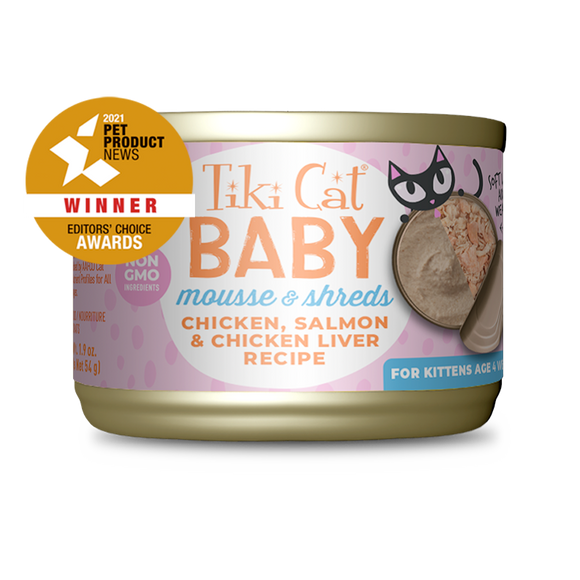 Tiki Cat - Baby - Mousse & Shreds with Chicken, Salmon & Chicken Liver Recipe (For Kittens)