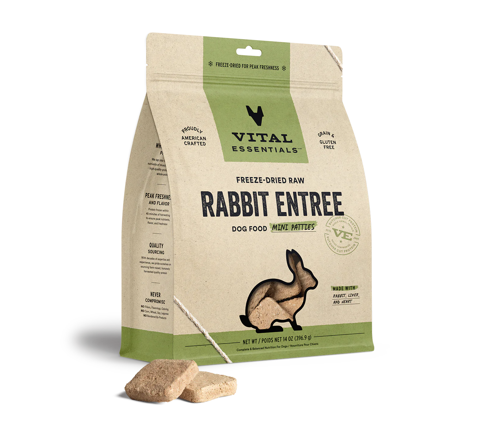 Vital Essentials (VE) - Mini Patties - Freeze-Dried Rabbit Entree (For Dogs)
