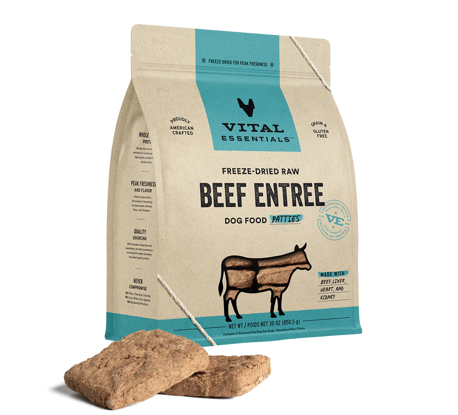 Vital Essentials (VE) - Patties - Freeze-Dried Beef Entree (Dog Food)