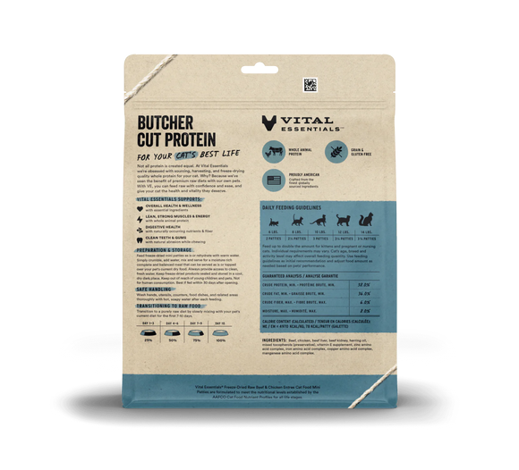 Vital Essentials (VE) - Mini Patties - Beef & Chicken Recipe (Cat Food)