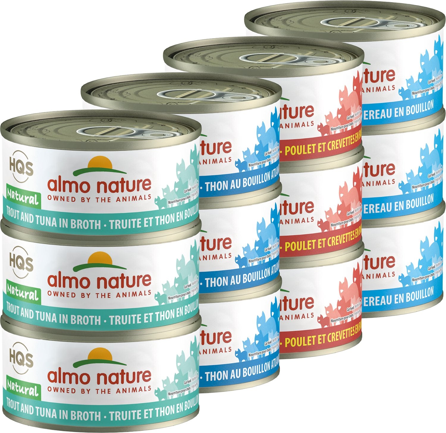 Almo Nature | Wet Cat Food | HQS Natural Tuna, Mackerel, Chicken & Shrimp, Trout & Tuna Variety Pack | ARMOR THE POOCH