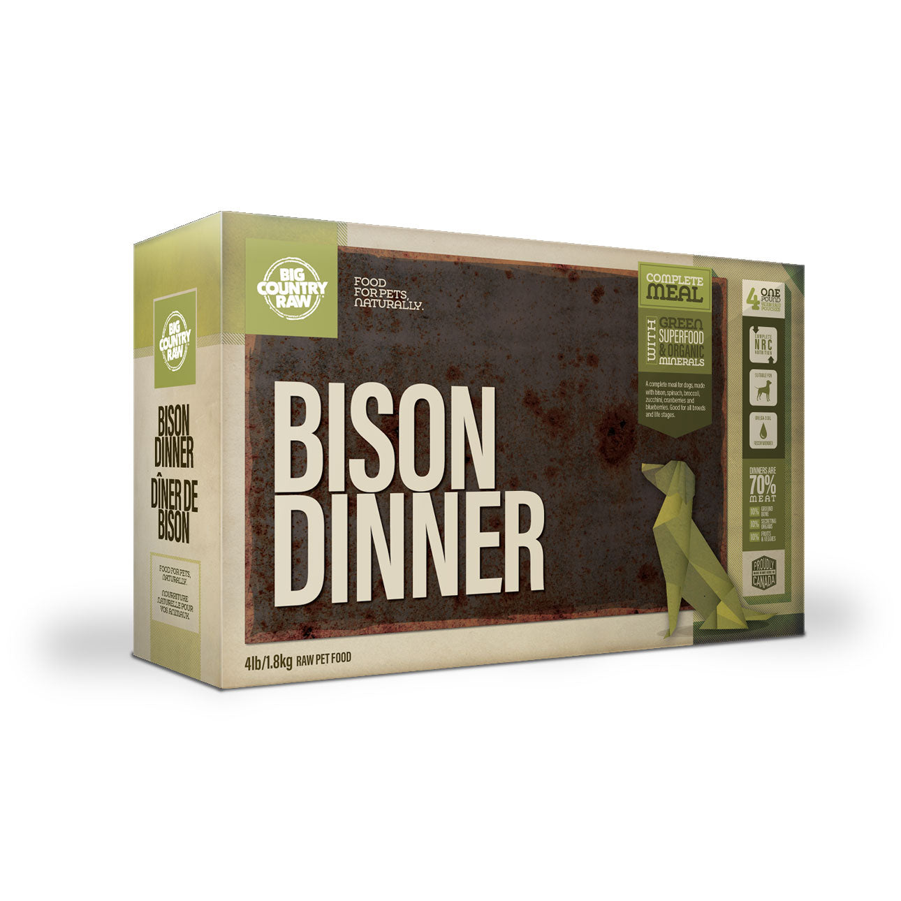 Big Country Raw - Bison Dinner Carton (4lb) | Frozen Dog Food Toronto