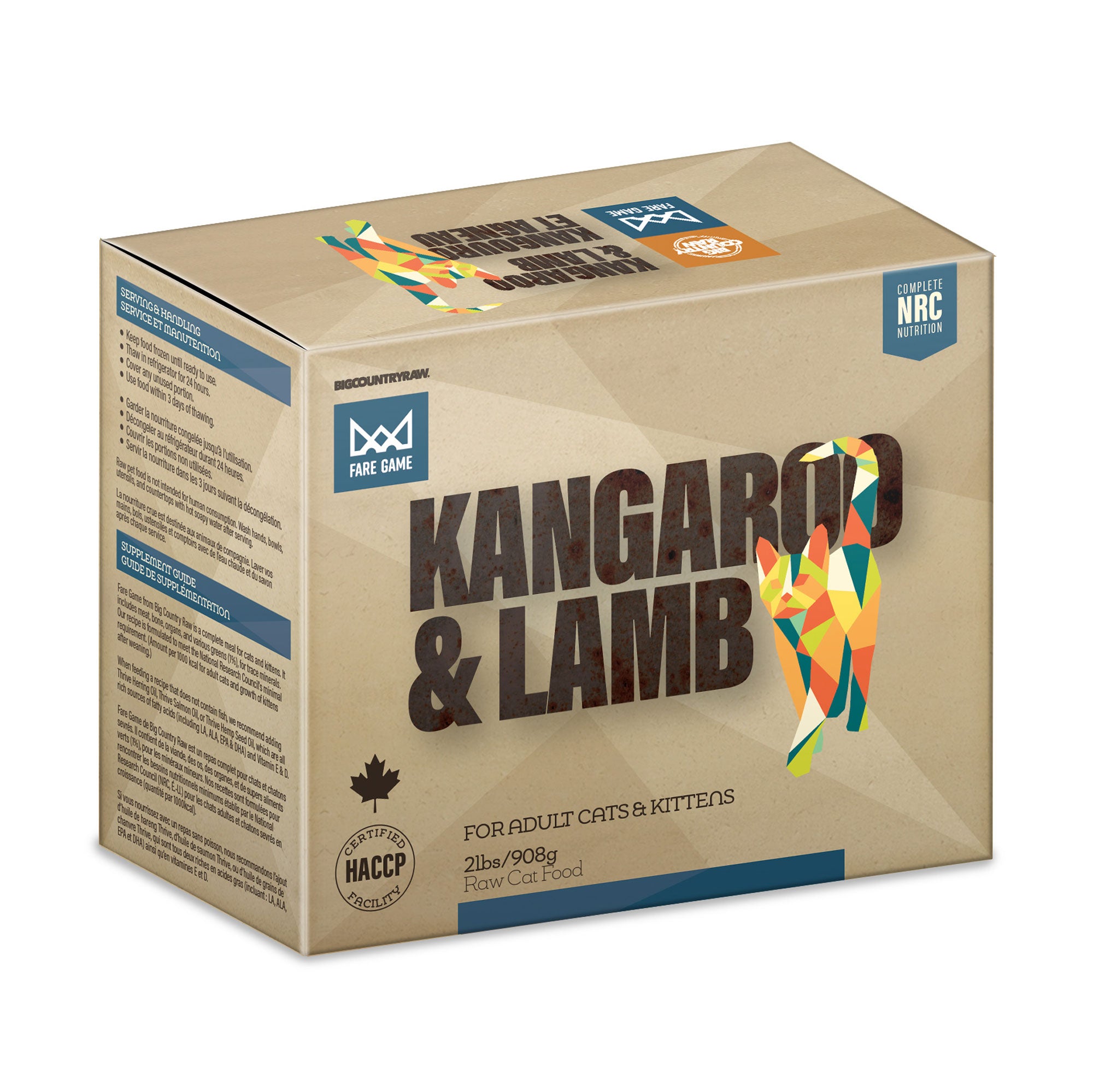 Big Country Raw | Fare Game | Kangaroo & Lamb (2lb) | Raw Cat Food Toronto